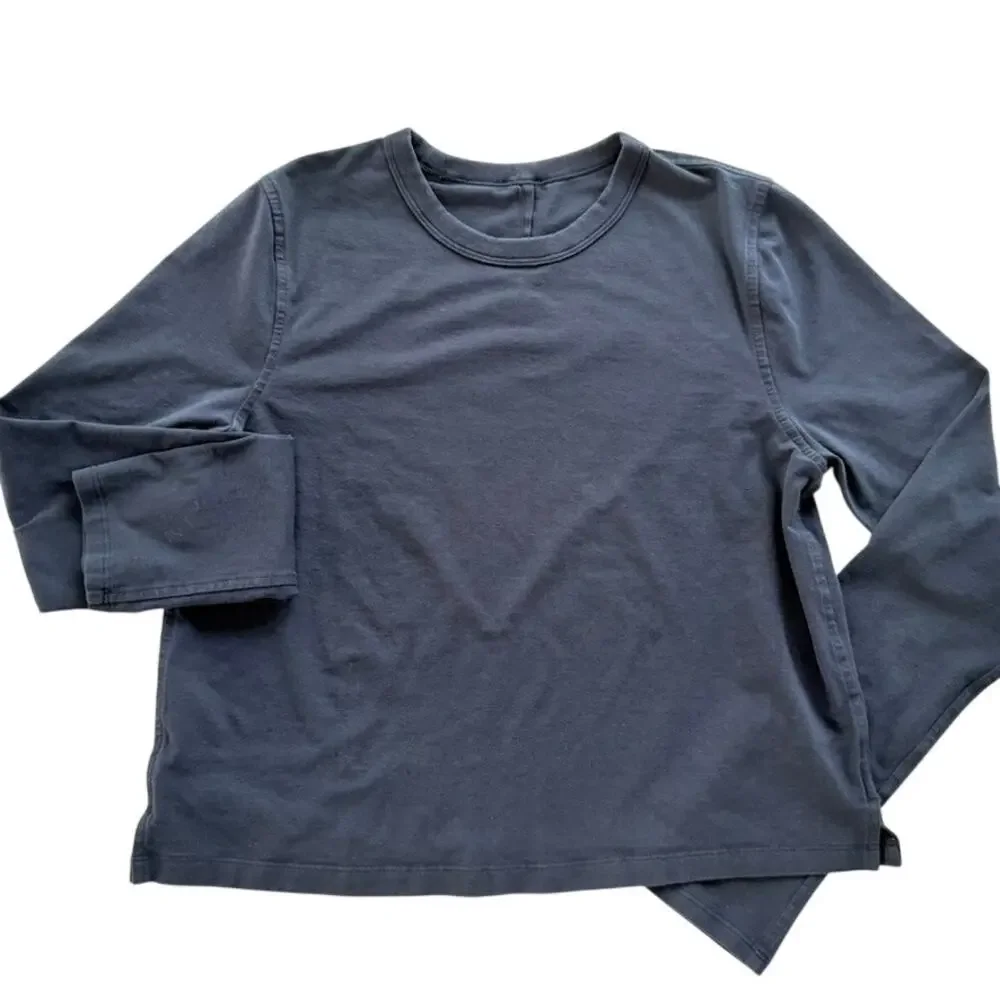 Lululemon Classic-Fit Cotton-Blend T-Shirt Noman True Navy Blue Size 4 Hip Fit